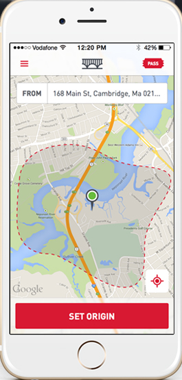 Bridj route selection screen
