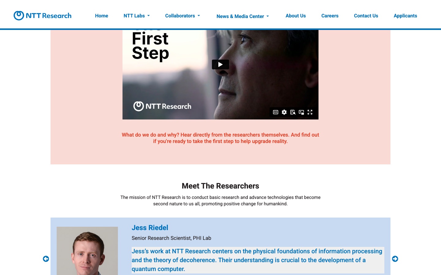 NTT Research Careers project screenshot